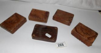 5 leather cover lead weights used by Oriental scribes to hold down corners of parchment scrolls
