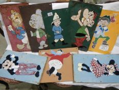 8 hand painted panels including Disney (some metal)