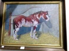 An oil painting of a heavy horse by Clark,