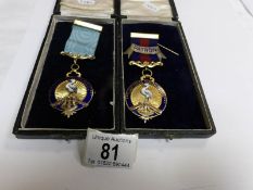 2 cased East Lancashire Masonic medals