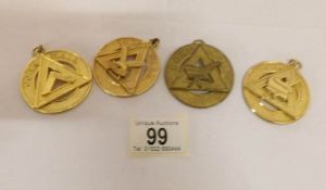 4 modern brass Masonic 'Jewels',