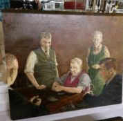 A Northern school oil painting 'Domino Players', 20" x 16.