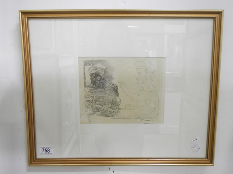 A signed print by Pablo Picasso front the Volland Suite series
 
This is hand signed