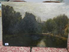 A Victorian oil on canvas with initial A C on front, 30" x 20", verso label reads Alfred Cole,