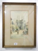 A watercolour on board of Bootham Bar, York by C J Norton