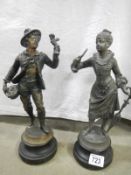 A pair of spelter figures