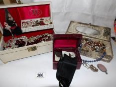 A mixed lot of costume jewellery in 2 boxes