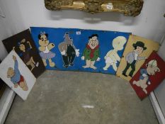 5 hand painted metal panels including Disney