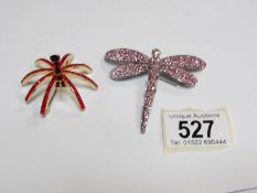 2 Butler and Wilson brooches being a spider and a dragonfly