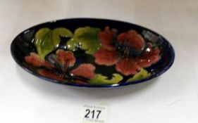 A oval Moorcroft Hibiscus? bowl