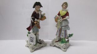 2 19th century continental porcelain figures including Sitzendorf, a/f