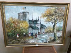 An oil on canvas continental scene signed C Houton