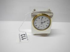 A miniature silver carriage clock by Sydney & Co., Birmingham