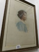 A fine framed and glazed watercolour portrait of a lady,