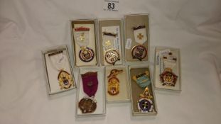 8 boxed Masonic medals 'Stewards' 1960/70/90's