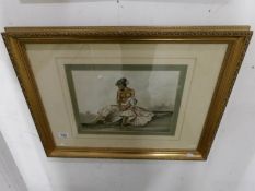 A framed and glazed study of a semi nude female