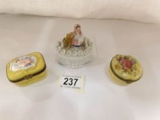 A 19th century Little Red Riding Hood trinket pot and 2 pill boxes