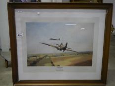 A framed and glazed limited edition Battle of Britain Hurricane print 'Fastest Victory' signed by