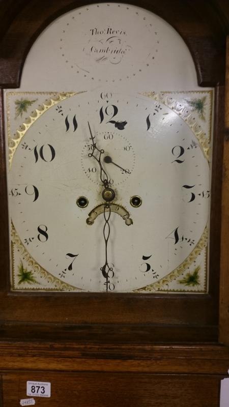 An oak cased 8 day Grandfather clock
 
The name & place on the dial reads Tho Revis Cambridge - Image 3 of 3