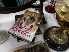 3 signed books being Martin Johnson autobiograpy,