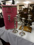A pair of silver plate candelabra