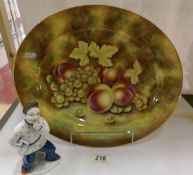 A large hand painted Worcester style fruits Henwick platter by Lehman (39cm) and a Worcester Pinder