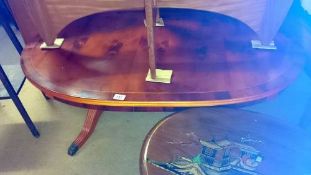 An oval coffee table