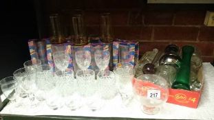 A mixed lot of glassware