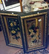A pair of hand painted mirrors