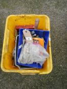 A box of plumbing items etc