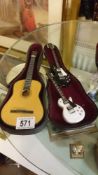 3 miniature guitars