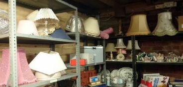 A large quantity of table lamps, lamp shades etc