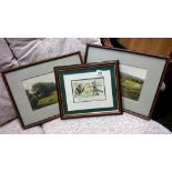 3 framed and glazed golfing prints