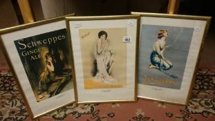 3 framed and glazed Schwepps adverts