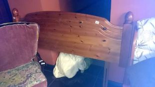 A pine headboard