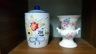 A cookie jar and an urn