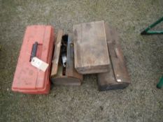 4 old tool boxes and contents