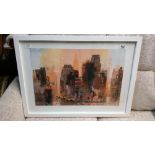 A framed and glazed New York scene