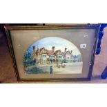 A framed and glazed manor house scene