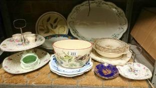 A mixed lot including cake stand, fruit set etc