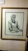 A portrait drawing of a lady at piano