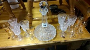 A decanter and assorted glasses