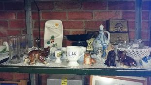 A shelf of miscellaneous items