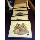 5 framed and glazed prints