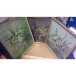 3 framed and glazed floral pictures