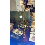 A brass table lamp