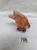 A vintage glass bird car bonnet mascot
 
This has a few minor ‘stone’ chips on tail end and wings,