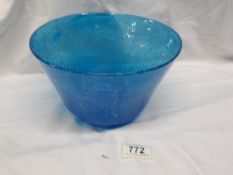 A large blue glass bowl