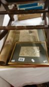 A framed and glazed 17th century map of Lincolnshire, a Pigot & Co., map of Norfolk and a map of