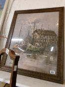 An oak framed and glazed nautical scene signed Jones